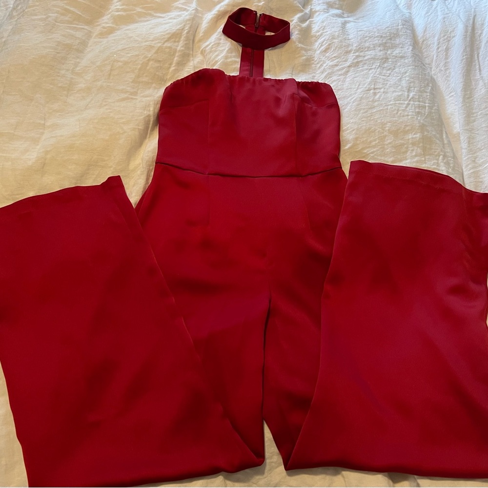 Wide leg one piece with choker collar